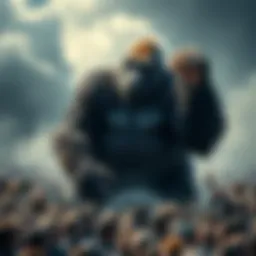 A large gorilla stands confidently facing a crowd of 100 men, illustrating a thought experiment about competition and assumptions.