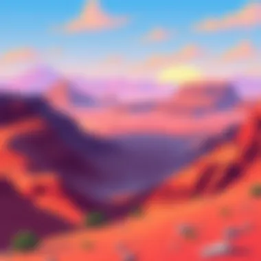 16-Bit Desert Scene A colorful 16-bit desert landscape with layered backgrounds, inspired by Sega Genesis games.
