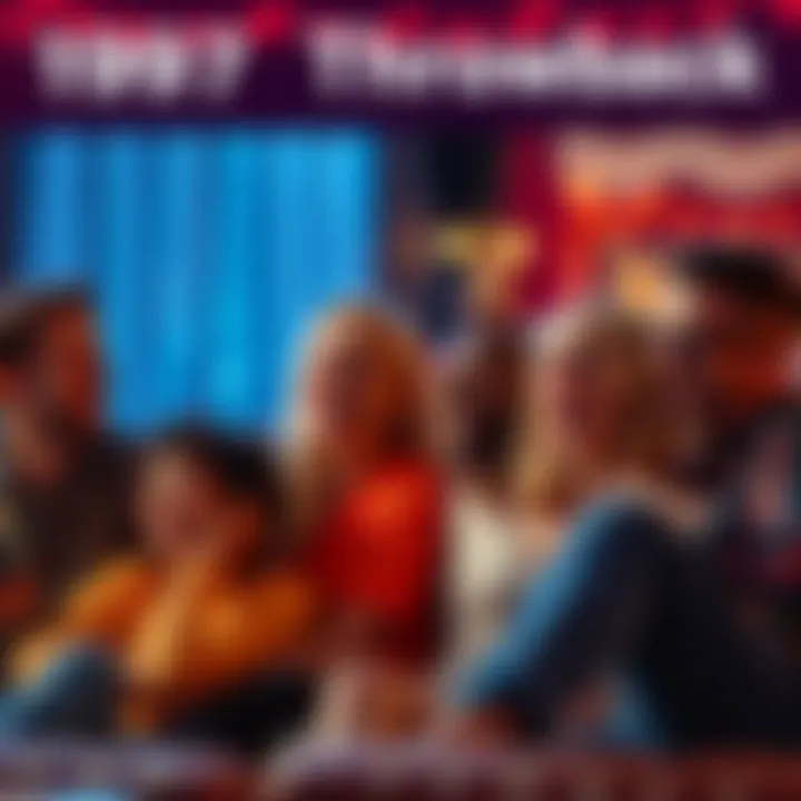 A group of friends laughing together while watching a classic comedy from 1997.