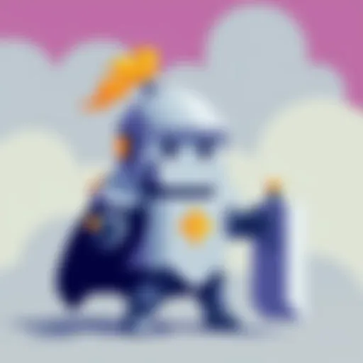 A simple knight character in a minimalist design, featuring blocky shapes and a limited color palette, representing the game's unique style.
