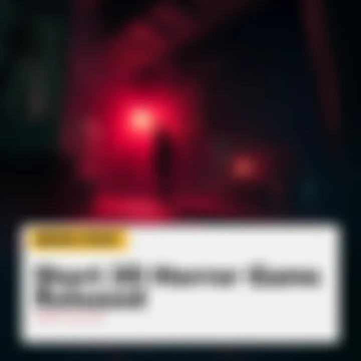 A dark, eerie setting featuring a shadowy character in a haunted environment with flickering lights and spooky elements.