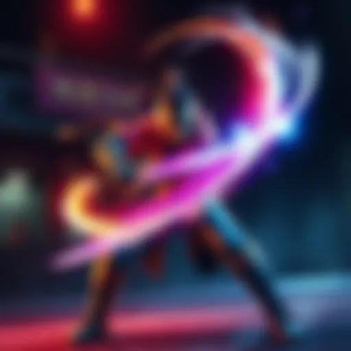 A character in a 2D sword fighting game engaging in combat with glowing weapon effects around their sword.