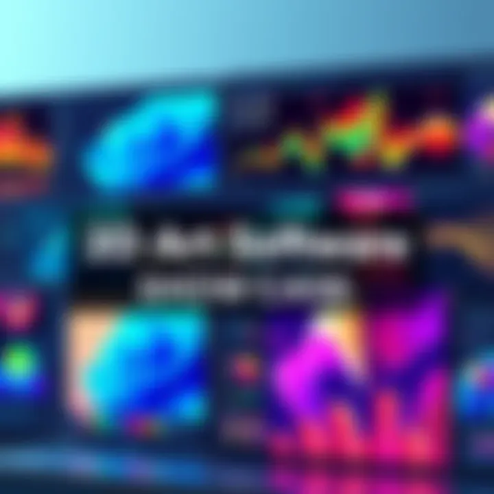 A collection of popular software interface screens used for creating 2D game art, featuring pixel art and illustration tools with vibrant colors.