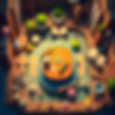 A top-down view of a 2D game scene showing layered objects to illustrate depth without Y sorting.