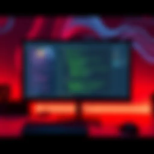 A computer screen showing simple 2D game graphics and coding interface, representing beginner game development