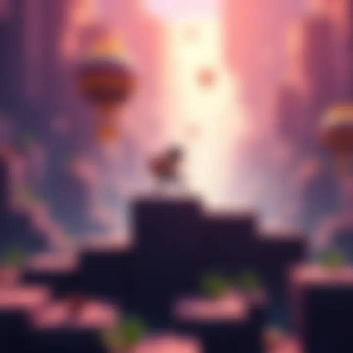 A vibrant 2D game scene featuring a character jumping over platforms with a lively 3D background creating depth perception.