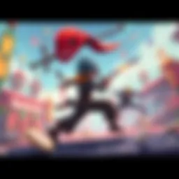 A 2D character engaging in melee combat with an enemy, set in a colorful fantasy environment, typical of top-down video games.