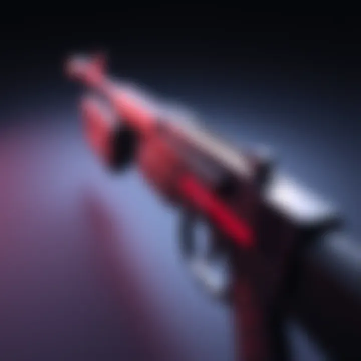 A 3D model showing a gun armature with a visible line indicating the origin adjustment issue