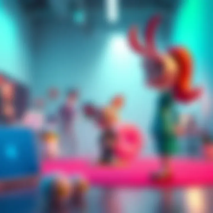 A vibrant scene showcasing a 3D character animated with voice reference in a digital environment using LTX 2.3 and TalkVid Lora.