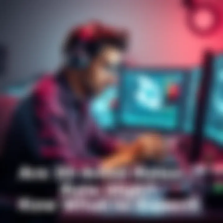 A 3D artist creating digital models on a computer, showcasing design software and detailed assets.