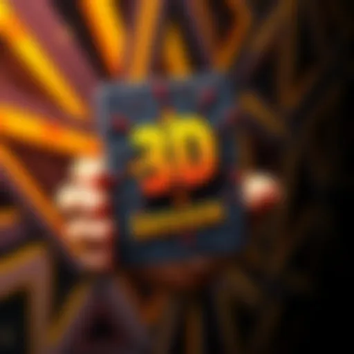 A designer showcases a comic book themed 3D card design, highlighting depth effects and vibrant colors.