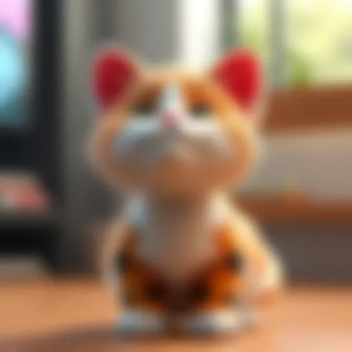 3D Cat Model Created in Blender A cute 3D model of a cat designed using Blender software, showcasing its playful features and colors.