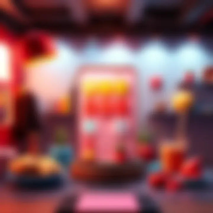 A 3D artist showcases a colorful interactive menu with various 3D buttons and cozy elements