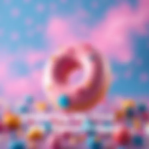A colorful 3D donut animation on a creative background
