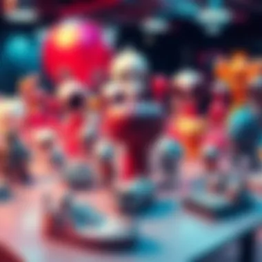 A creative display of unique 3D models designed by a student, featuring imaginative concepts that stand out