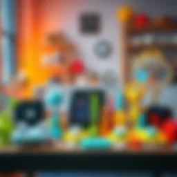 A collection of functional 3D-printed items for DIY projects displayed on a table in a home setting.