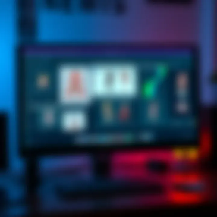 A computer screen displaying various 3D software interfaces for creating anime figures, with colorful character models visible