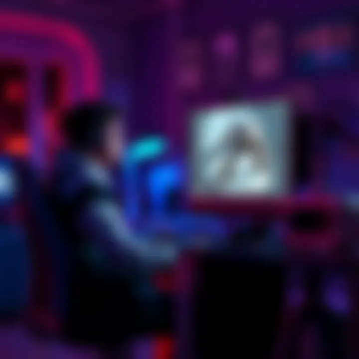 A 3D artist sits at a computer, focused on creating a detailed model for film or gaming.
