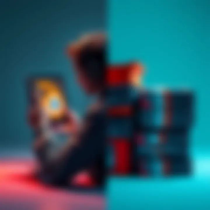 A split image showing a person using Blender software on one side and a stack of 3D asset packages on the other side, illustrating the choice between creating and buying assets.