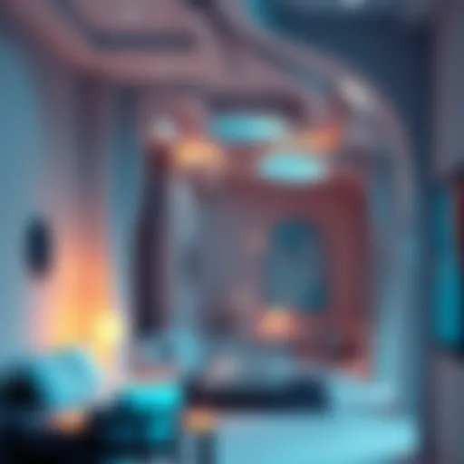 A person modeling an intricate interior space in Blender, focusing on adding details and maintaining topology.