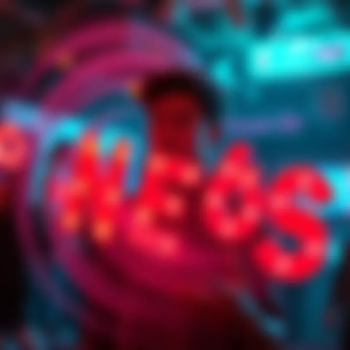 Glowing 3D letters swirling in an upward spiral around a character in a music video