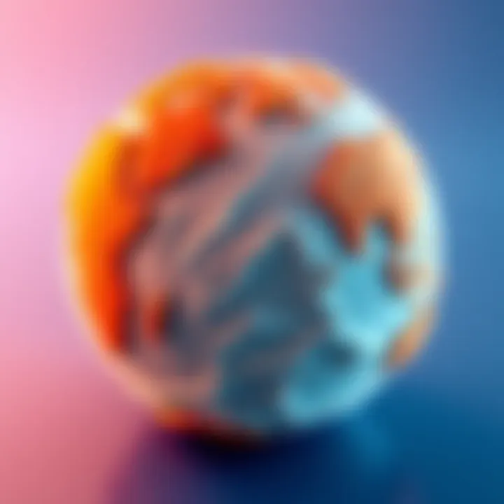 A digital representation of land continents in Blender, showing thickness without a spherical base, highlighting a realistic design.