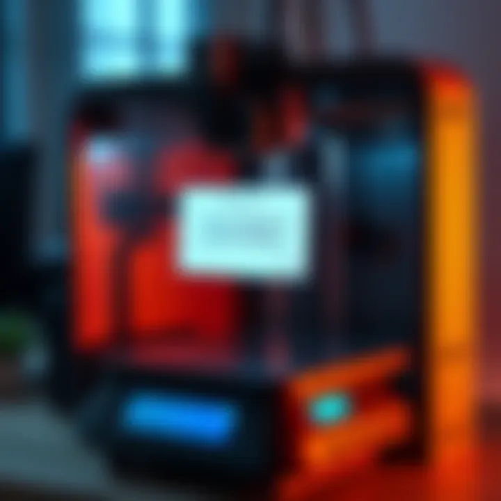 A 3D printer displaying a warning message about gun-blocking software on its screen