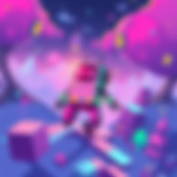 Colorful illustration of a retro-style robot navigating a pixelated landscape with coding commands