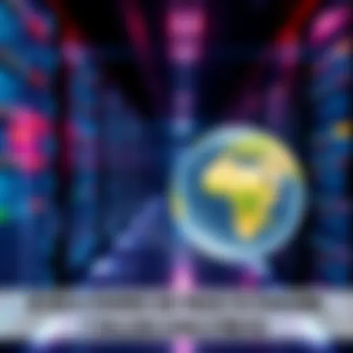 AI Data Center Water Consumption A visual representation of a data center with water droplets and a globe, highlighting the impact of AI on water usage.