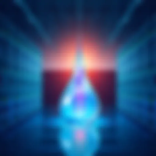 AI Data Center and Water Drop An illustration showing an AI data center with a large water drop above it, symbolizing concerns about water usage.