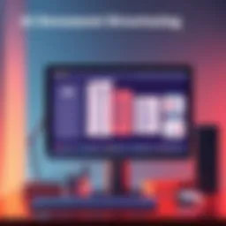 An illustration showing a computer screen displaying organized documents with AI prompts