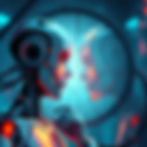 An illustration of a robot looking at its reflection in a cracked mirror, symbolizing self-awareness and challenges ahead.