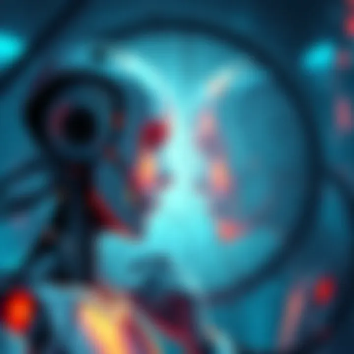 An illustration of a robot looking at its reflection in a cracked mirror, symbolizing self-awareness and challenges ahead.