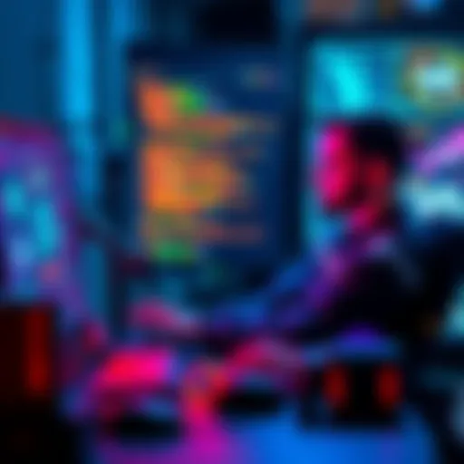 A person coding with AI assistance in a game development setting, with code and game graphics visible on screen