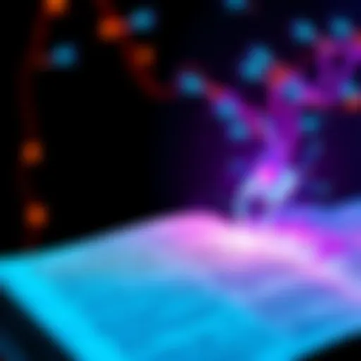 A visual representation of AI technology working on a text related to the book of Genesis, symbolizing the blend of literature and artificial intelligence.