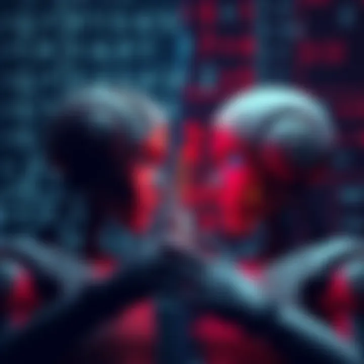 A split image showing Claude on one side solving a math problem and ChatGPT on the other side with equations in the background, highlighting their competition in math skills.