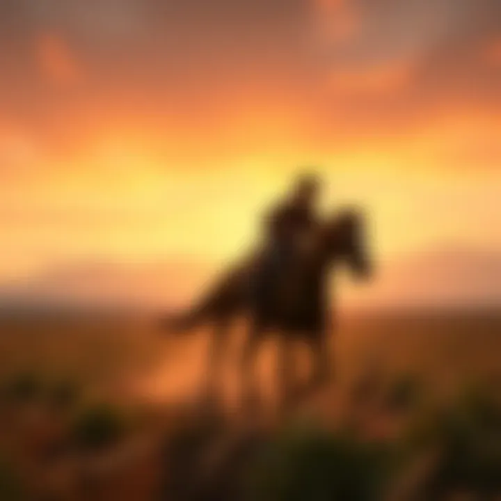 A scene from the AI-generated version of Red Dead Redemption 2 with a cowboy riding a horse in an open environment