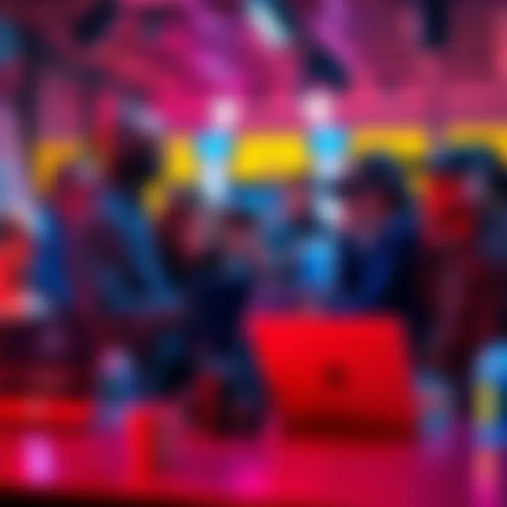 A group of young people with laptops discussing online behavior and representation of 'antis'.