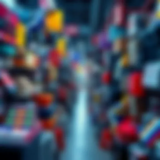 A chaotic display of AI-generated product images crowding the FAB Marketplace, showing difficulty in finding genuine items.