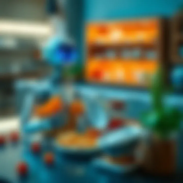 A comparison of AI represented by a robot and food ingredients on a table, emphasizing the absurdity of harmful AI comparisons