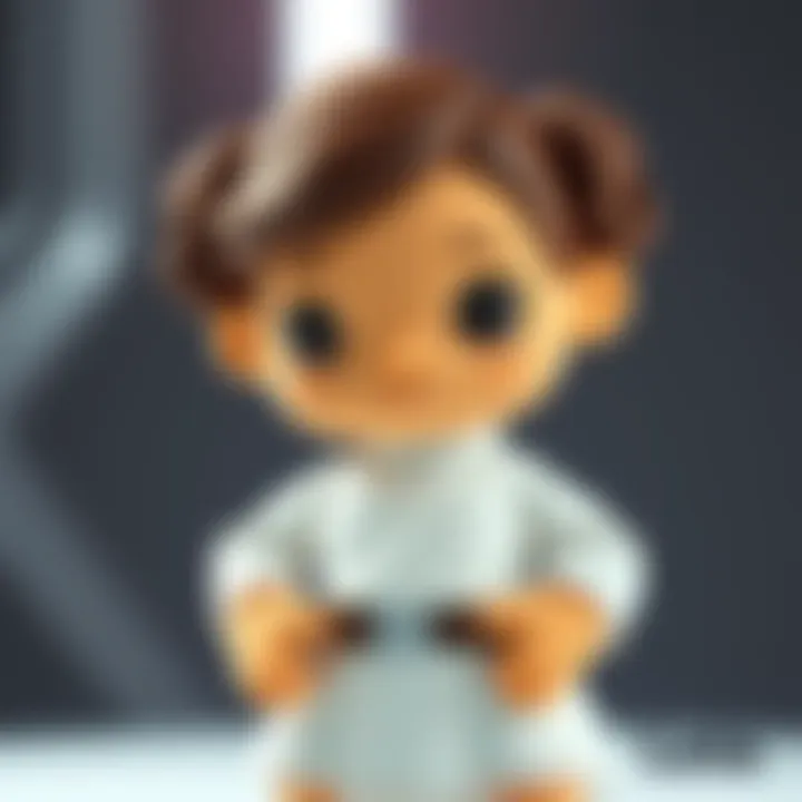 A new design of a cuddly Leia plushie with tan skin, styled hair, and a sassy expression, ready for adventure