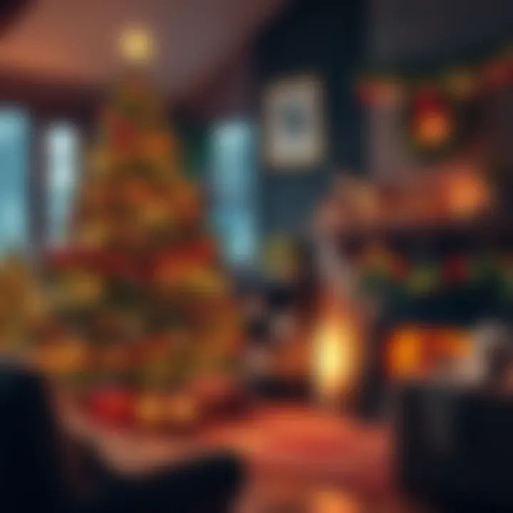 A cozy holiday scene with a decorated Christmas tree, glowing lights, and a warm fireplace, evoking a sense of joy and connection during the festive season.