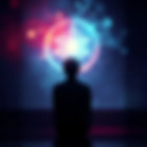 A person sitting in a quiet room, reflecting deeply with a glowing light surrounding their head, symbolizing self-awareness and thought.