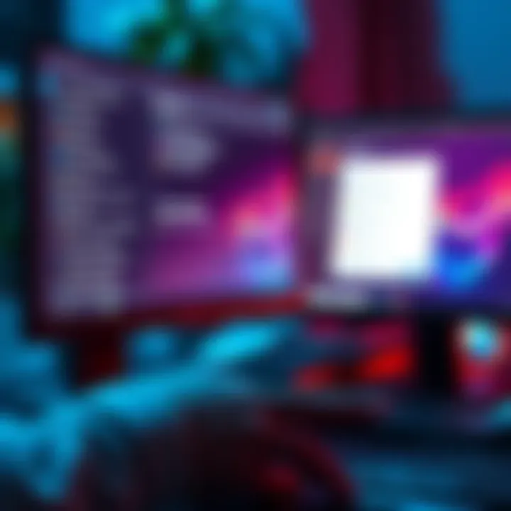 A person using a computer with visible shortcuts on the screen to access settings quickly.