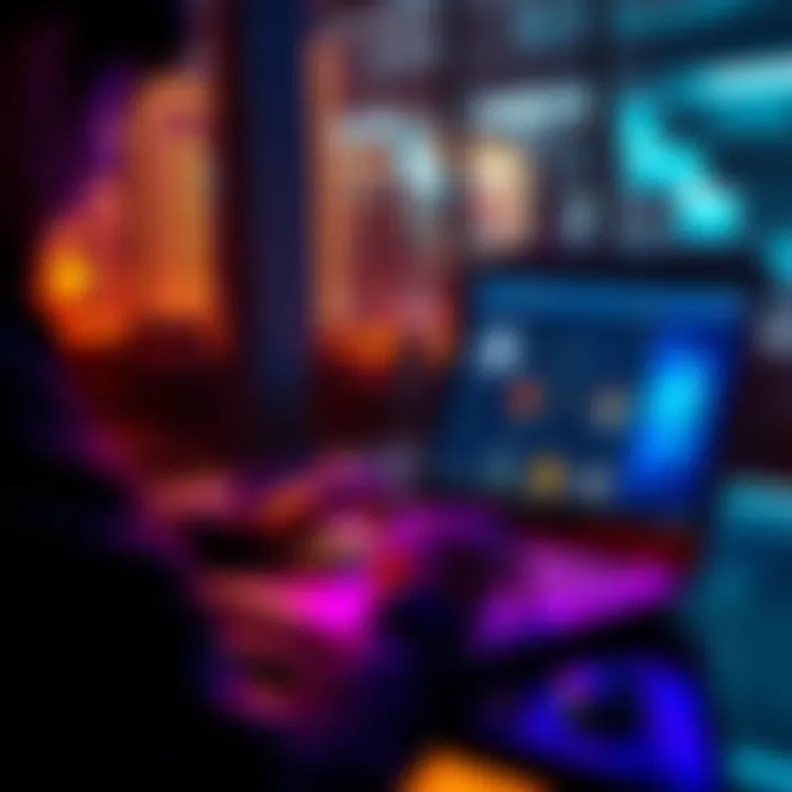 A person working on a laptop, navigating the Unity Cloud interface to retrieve project files