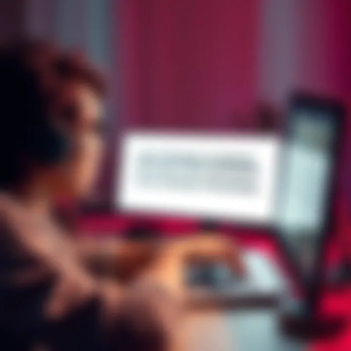 A person looking frustrated while typing on a computer, displaying a message about deleting their account due to broken promises from a company.