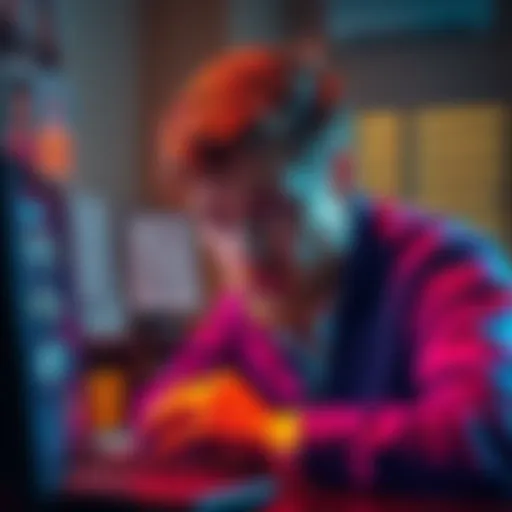 A frustrated person looking at their computer screen, showing unread invite notifications and concerned expression.