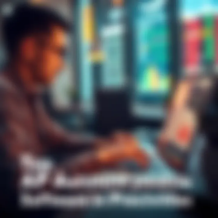 A small business owner reviewing accounts payable automation software on a laptop with OCR capabilities