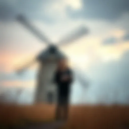 Adelyn Sultan discussing the creative process of the Windmill After The Rain project with a windmill in the background