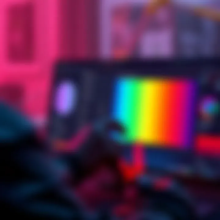 A developer modifying the gradient colors of a ColorRect shader in a game engine's inspector settings